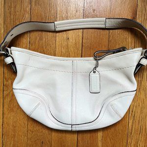 Coach soho mini signature small hobo bag -- authentic white leather